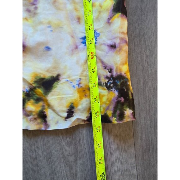 J.Crew Womens Tie-Dye Linen Silk Skirt Size 6 Yellow Purple Black Side Zip - Picture 4 of 5